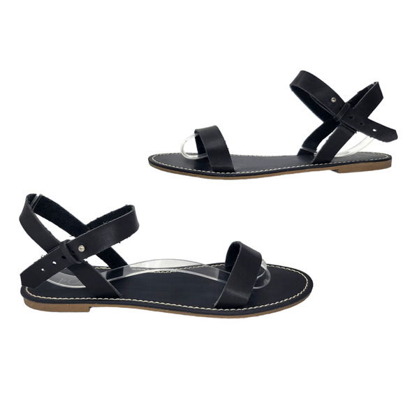 Ann Taylor Loft Sandals 7 Ankle Strappy Black Gladiator Rustic Summer Beach - Picture 1 of 8